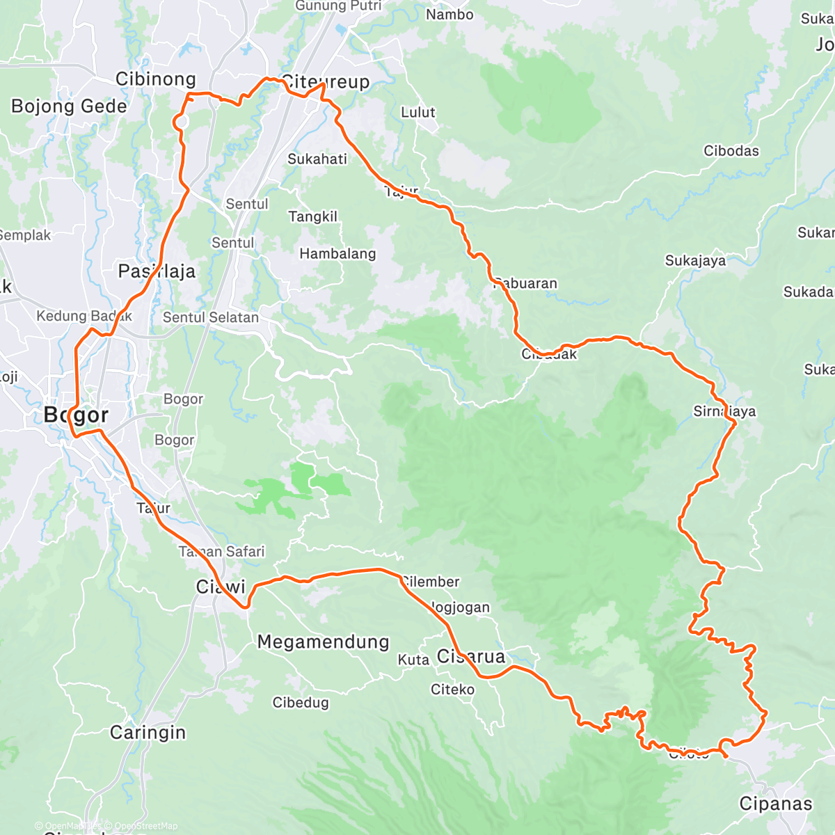 Map of the activity, Puncak 2 - Puncak 1