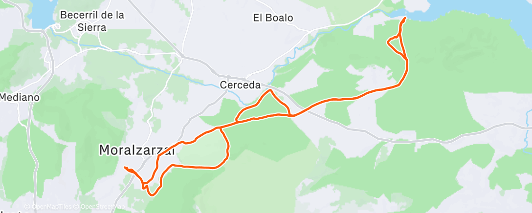 Map of the activity, Bicicleta de montaña por la tarde