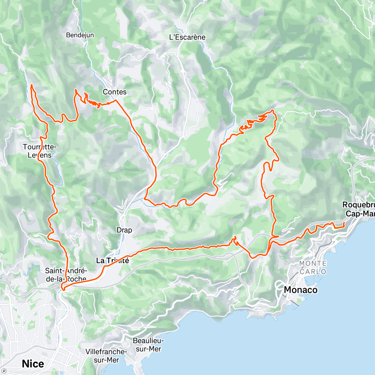 Map of the activity, Col de la turbie/ Col villevieille