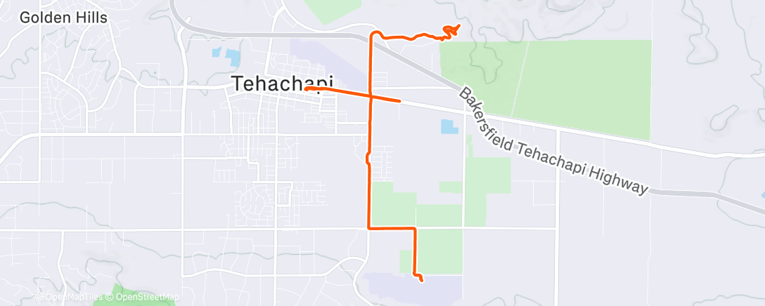 Map of the activity, Tehachapi U-turn