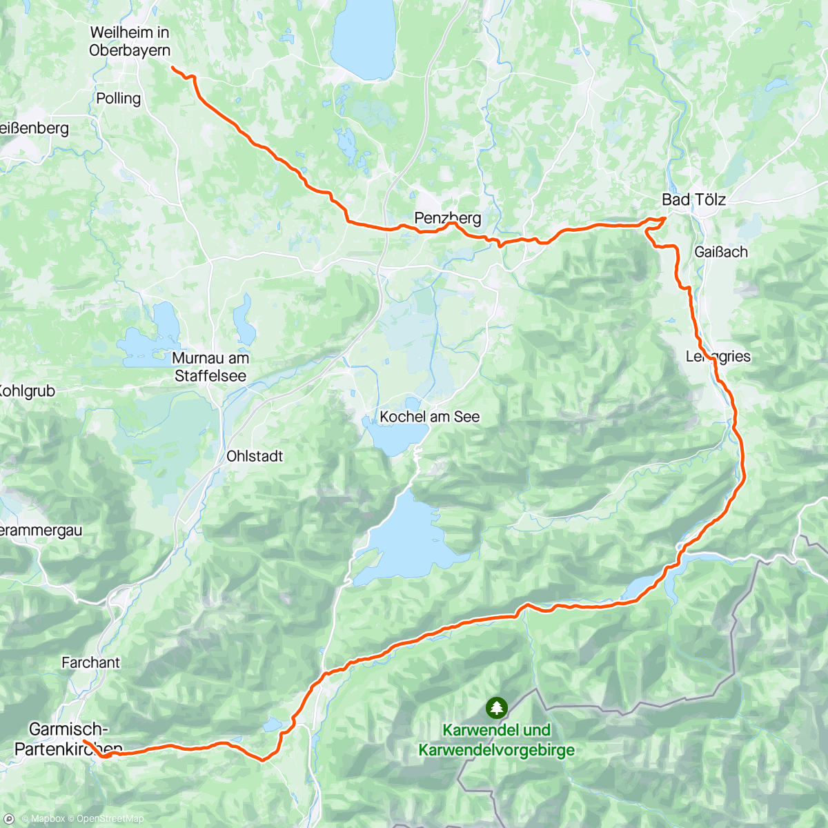 Karte der Aktivität „💯 Runde bayrisches Oberland entspannt im 🐌-Tempo”