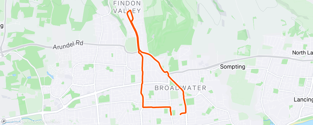 Map of the activity, Afternoon Run