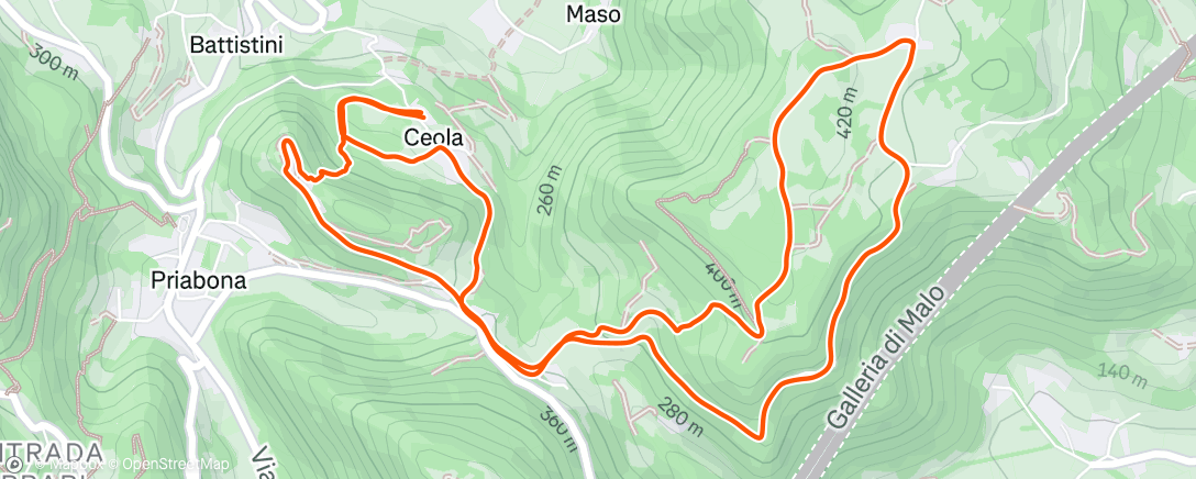 Map of the activity, Sessione di trail running pomeridiana