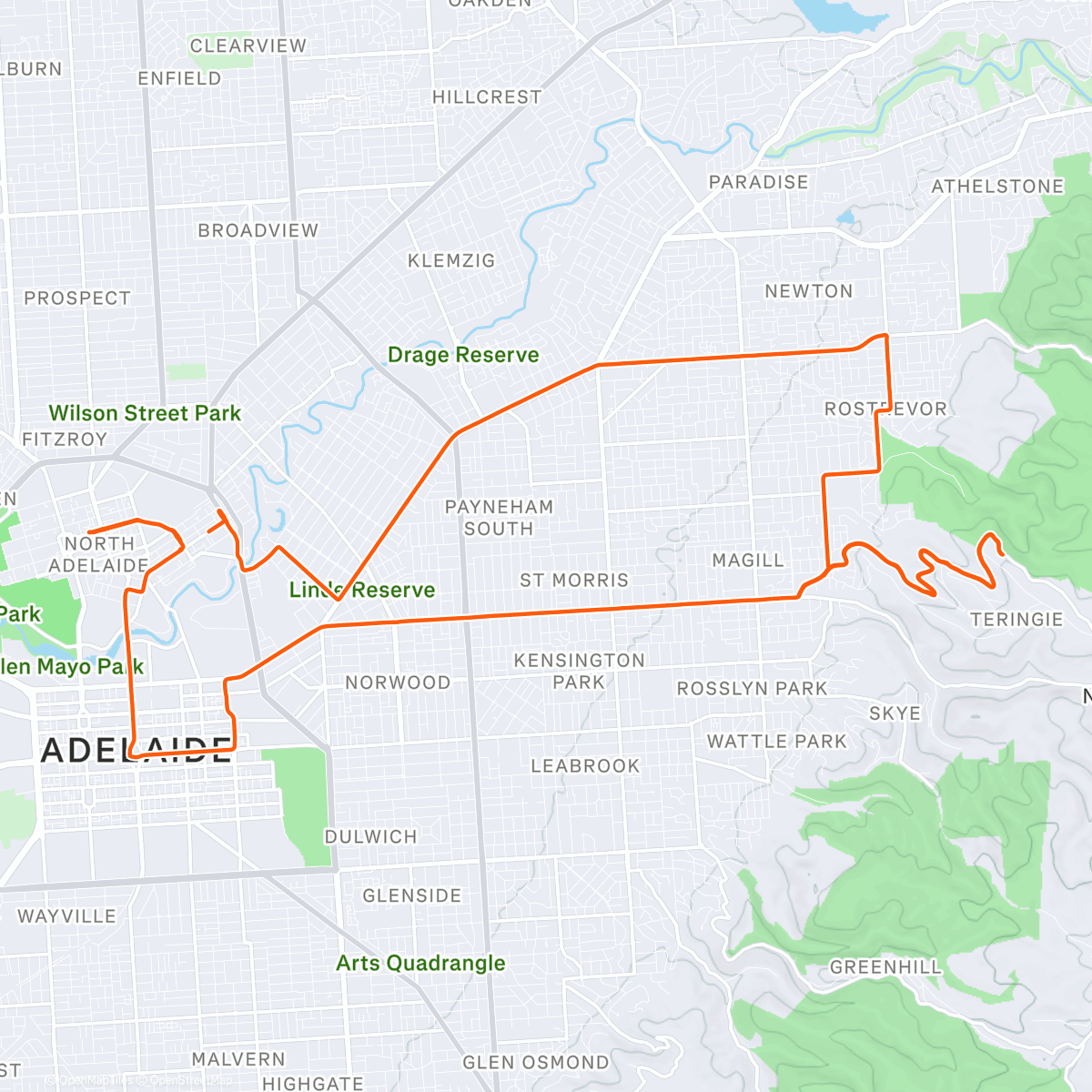 Map of the activity, Cycling