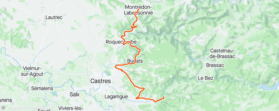 Carte de l'activité Gravel vers Montredon