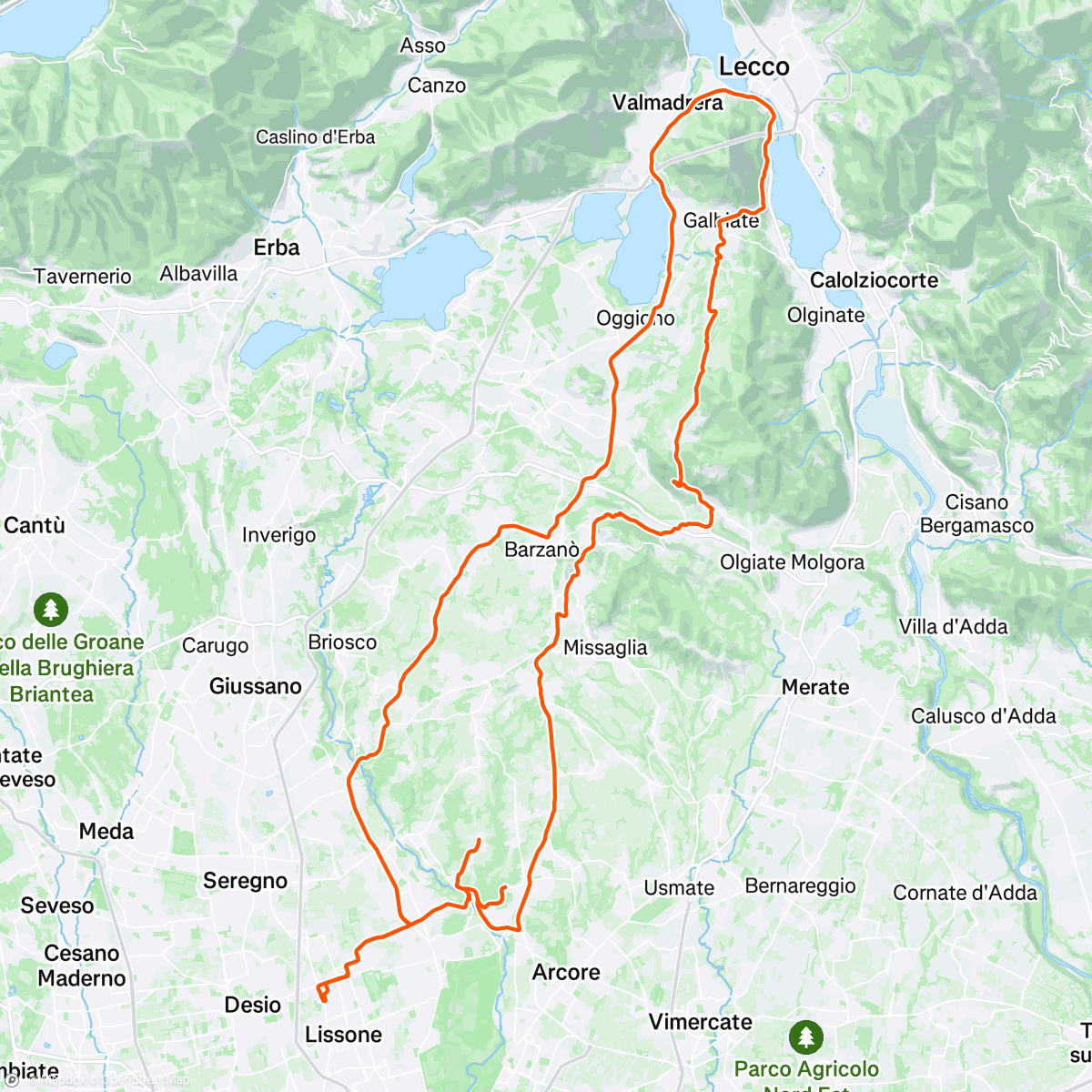 Map of the activity, Cremella, Lecco, Galbiate, Colle, Sirtori