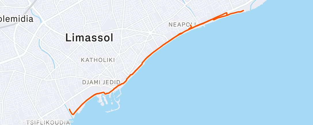 Map of the activity, Evening Run