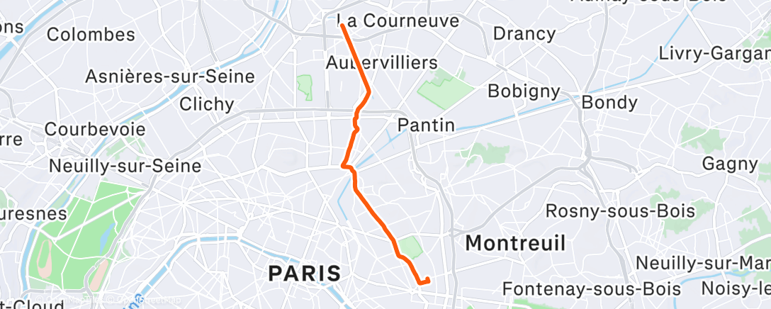 Map of the activity, Vélo du matin