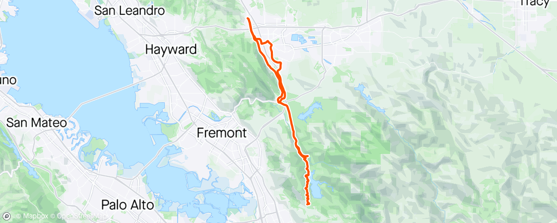 Map of the activity, TNT ride #10. Return to Calaveras.