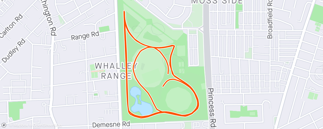 Map of the activity, Late start to Parkrun