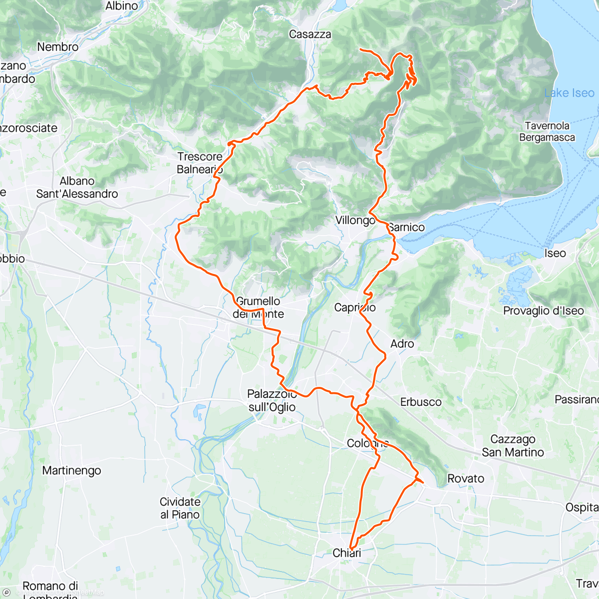 Map of the activity, 19/04/2024 - GRV #70: Sanfi da Grone fino al Monte Ballerino e Costa di Adrara 😎🌸☀️🥶🥰