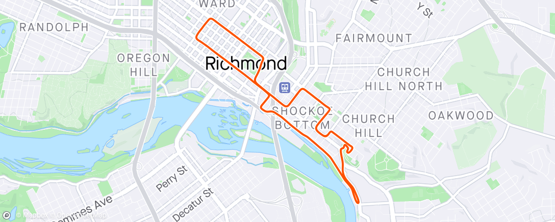 Map of the activity, Zwift - Race: Club Ladder 2575 (E) on Cobbled Climbs Reverse in Richmond