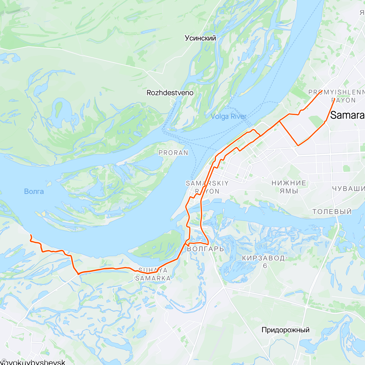 Map of the activity, edge'ый ride