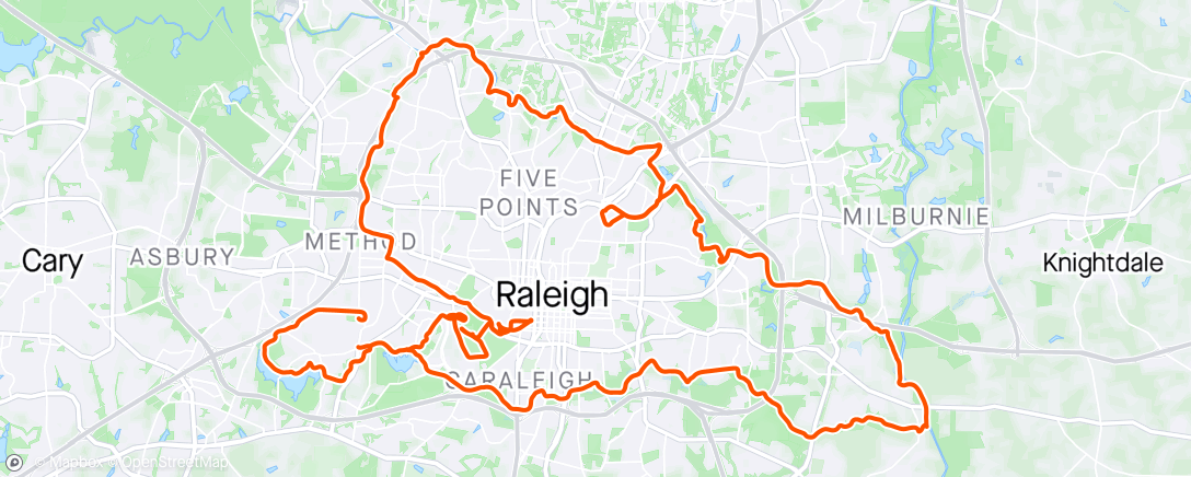 Carte de l'activité Raleigh circumference + some with Gavin