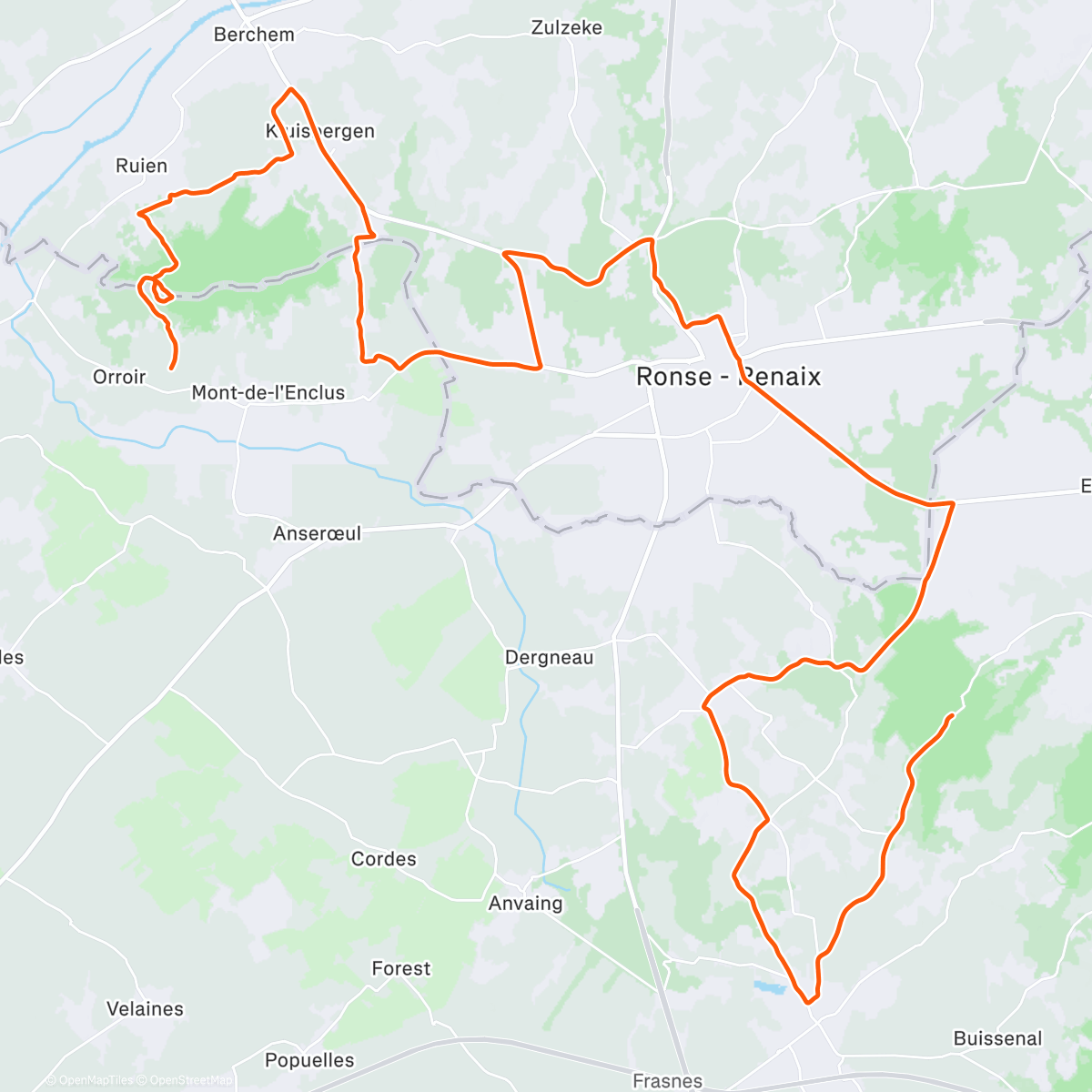 Map of the activity, ROUVY - Frasnes-lez-Buissenal to Orroir | Belgium
