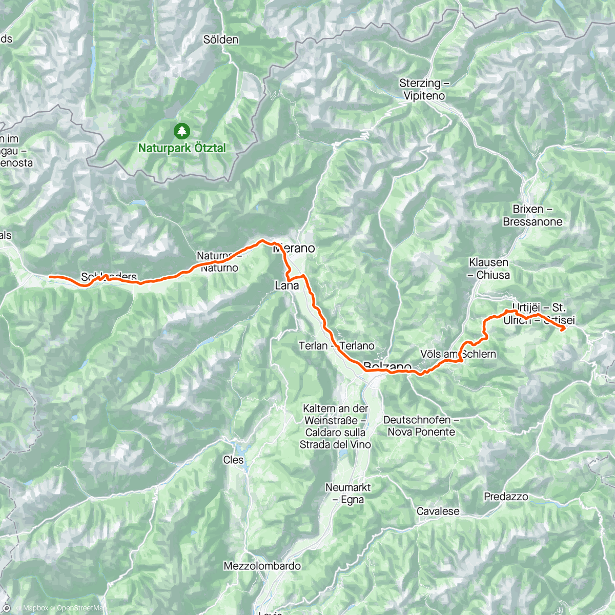 Map of the activity, Giro stage 16