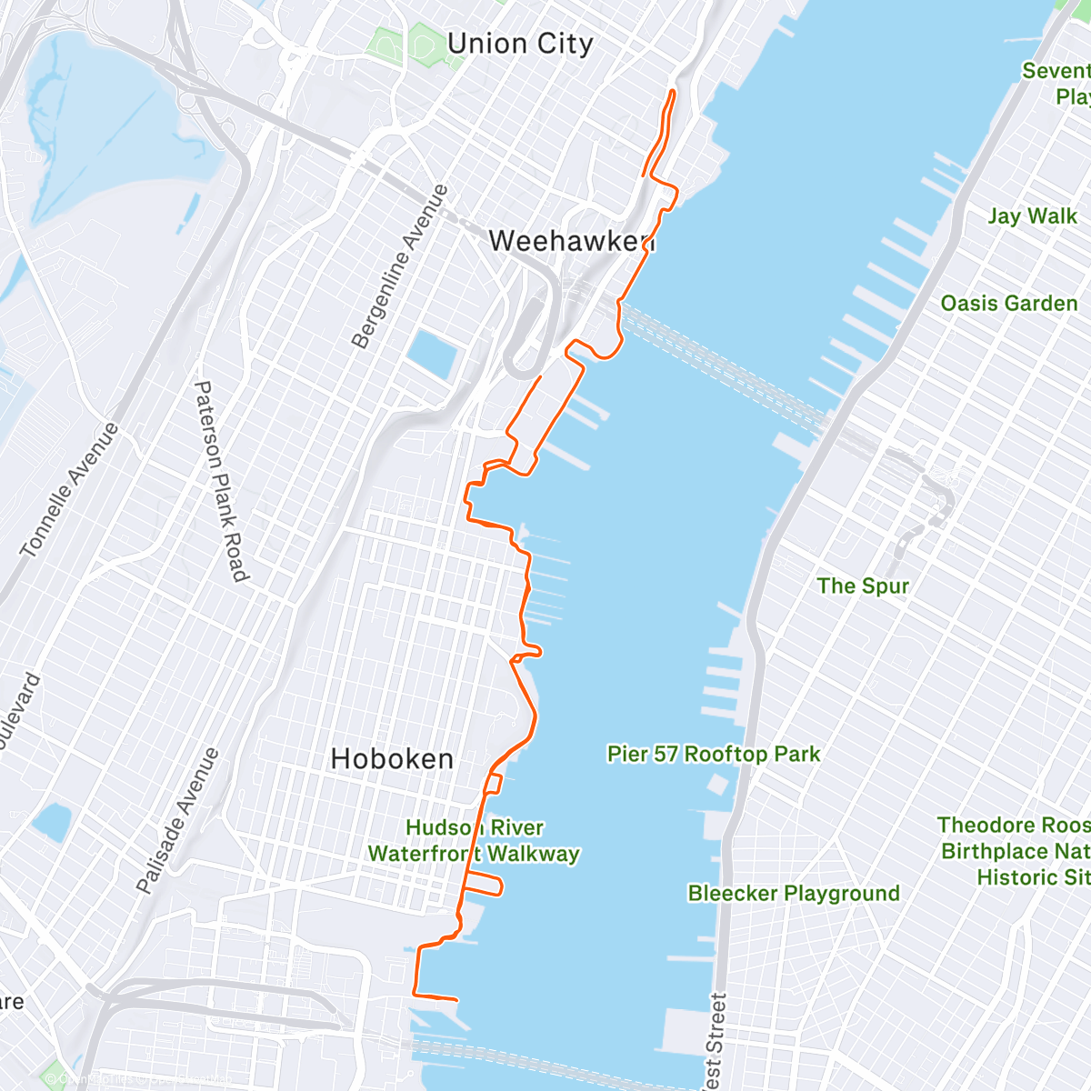 Map of the activity, 10M with Sunrise Racers