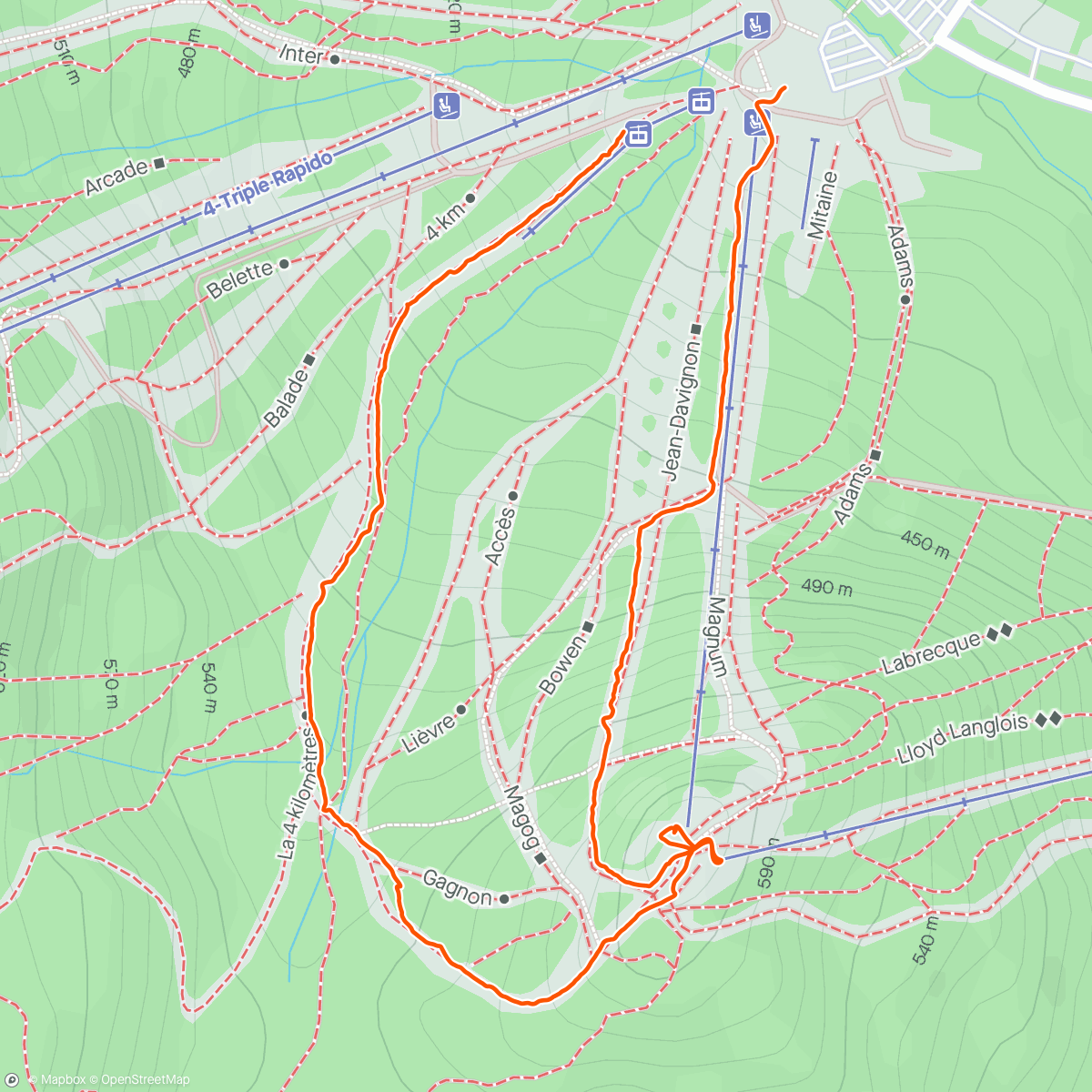 Map of the activity, Montée au Mont Giroux
