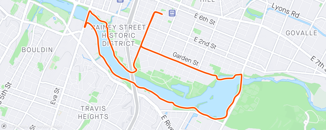 Map of the activity, come with me for a 7 mile run in austin texas