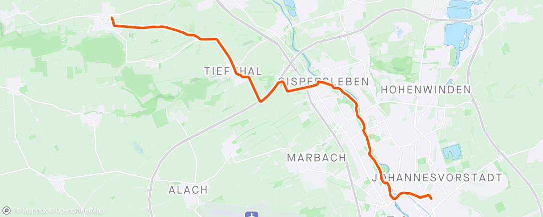 Map of the activity, Back to Erfurt