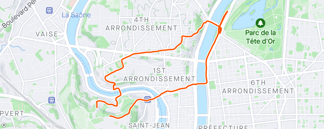 Mapa da atividade, Entraînement Lyon Ultra Run