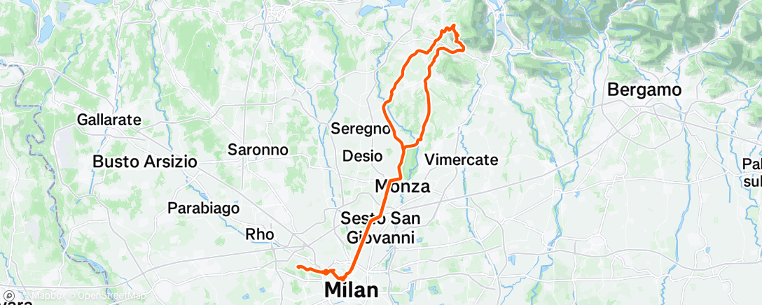 Map of the activity, Pedalata mattutina