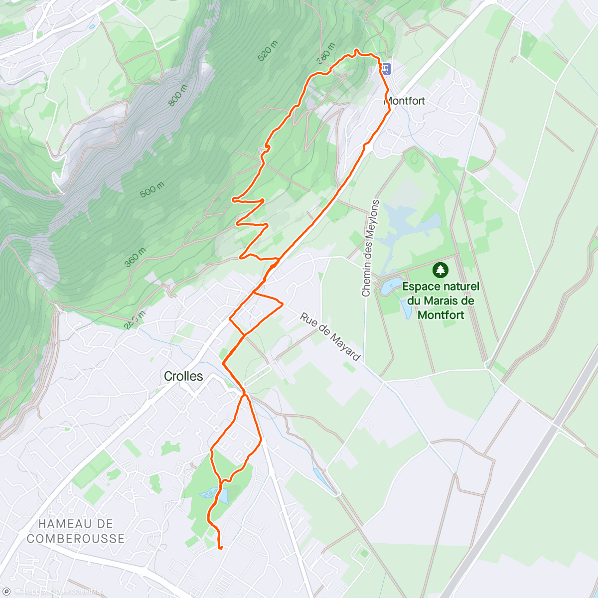 Mapa de la actividad (Boucle Crolles-Château Robert-Crolles)