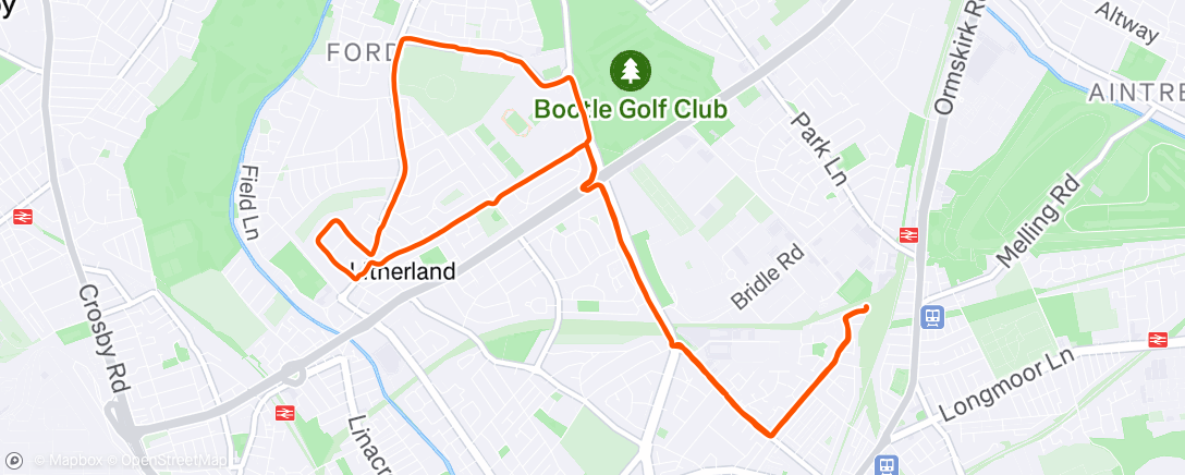 Map of the activity, Afternoon Run