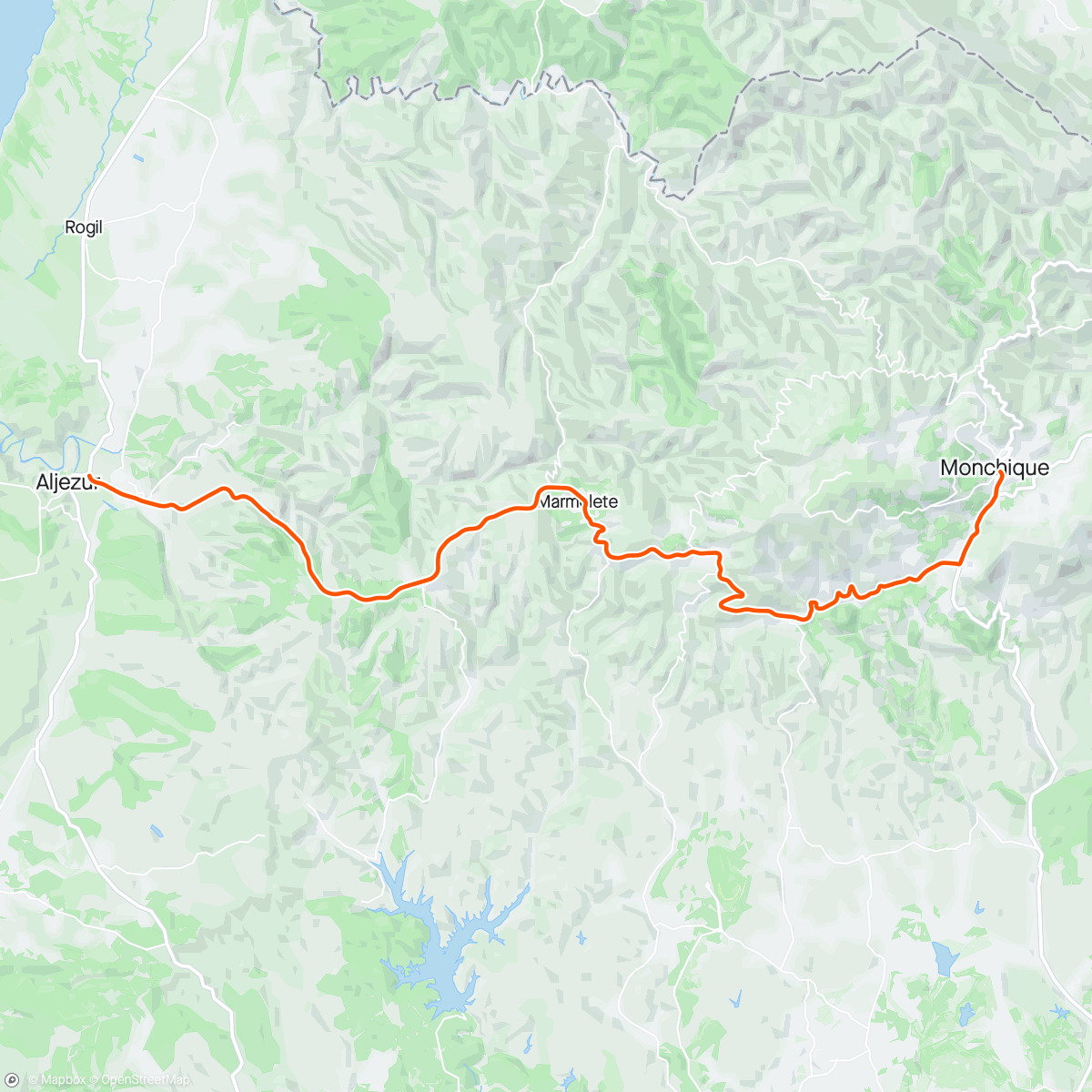 アクティビティ「Portugal Bike Tour day 5: climb up to Monchique」の地図