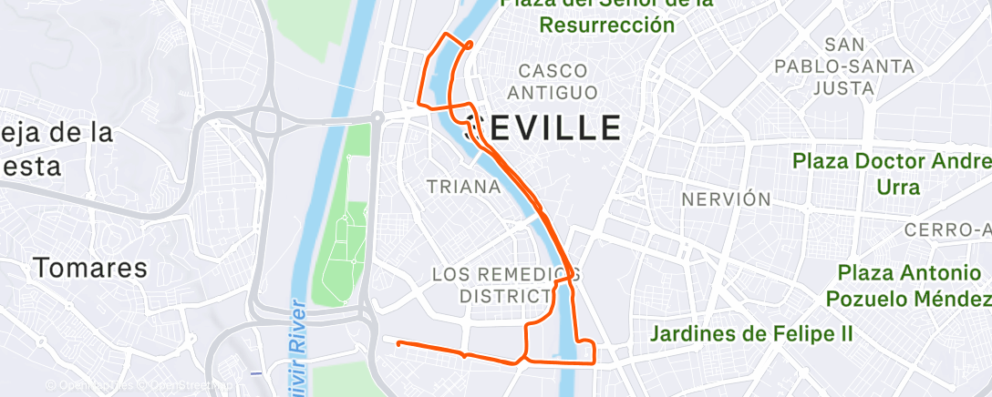 Map of the activity, Carrera de tarde