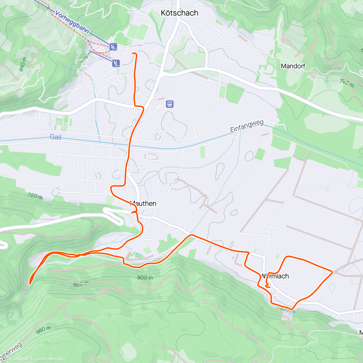 Карта физической активности (Kötschach-Mauthen - Locker laufen)