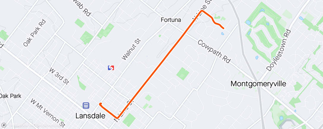 Map of the activity, Ride to church
