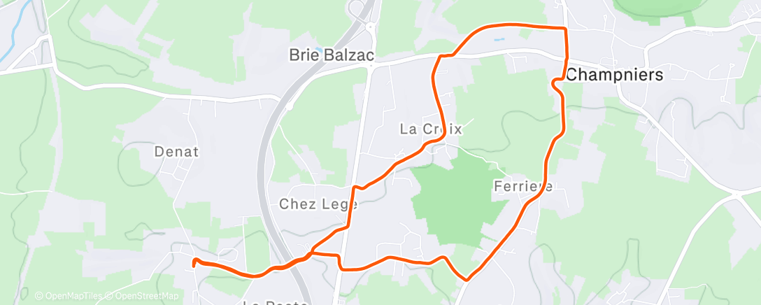 Map of the activity, Course à pied le matin