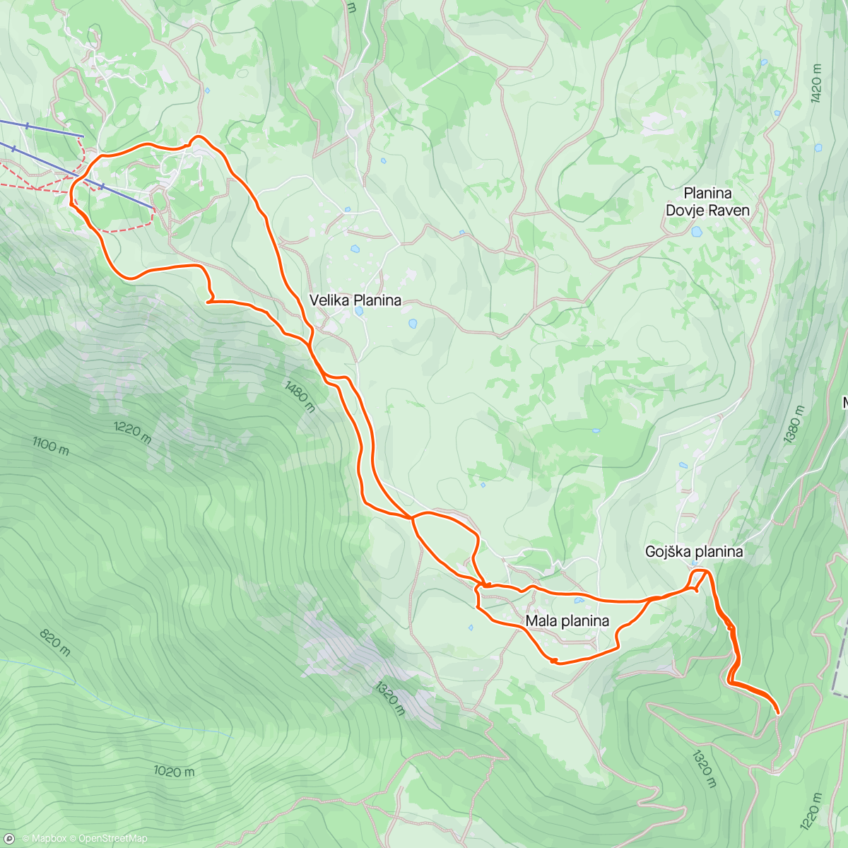 Mappa dell'attività Velika Planina