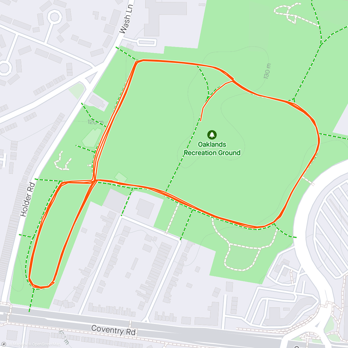 Map of the activity, Oaklands parkrun with Ginette Daisy and Etty