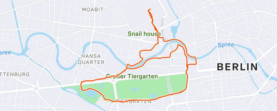 Map of the activity, Afternoon Run
