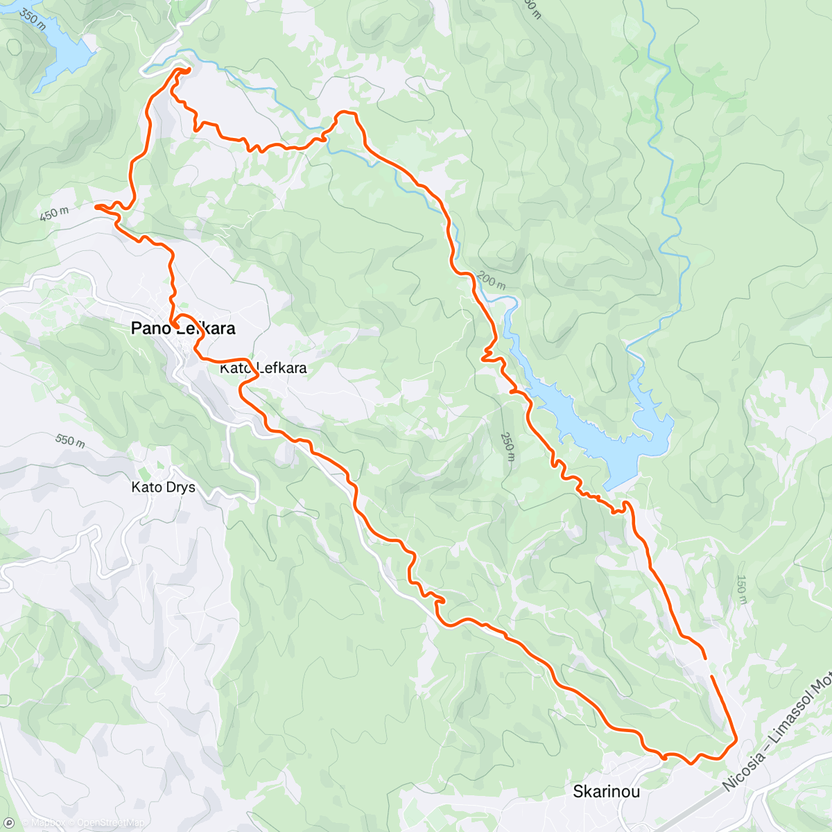Map of the activity, MTB Tour mit Udo. Guiding Tag3. Dipotamos Damm, Lefkara