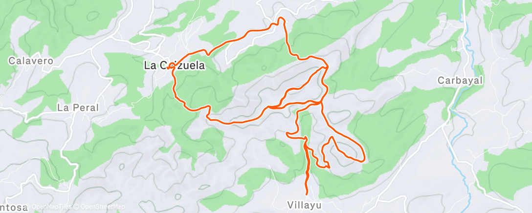 Map of the activity, Carrera de montaña matutina