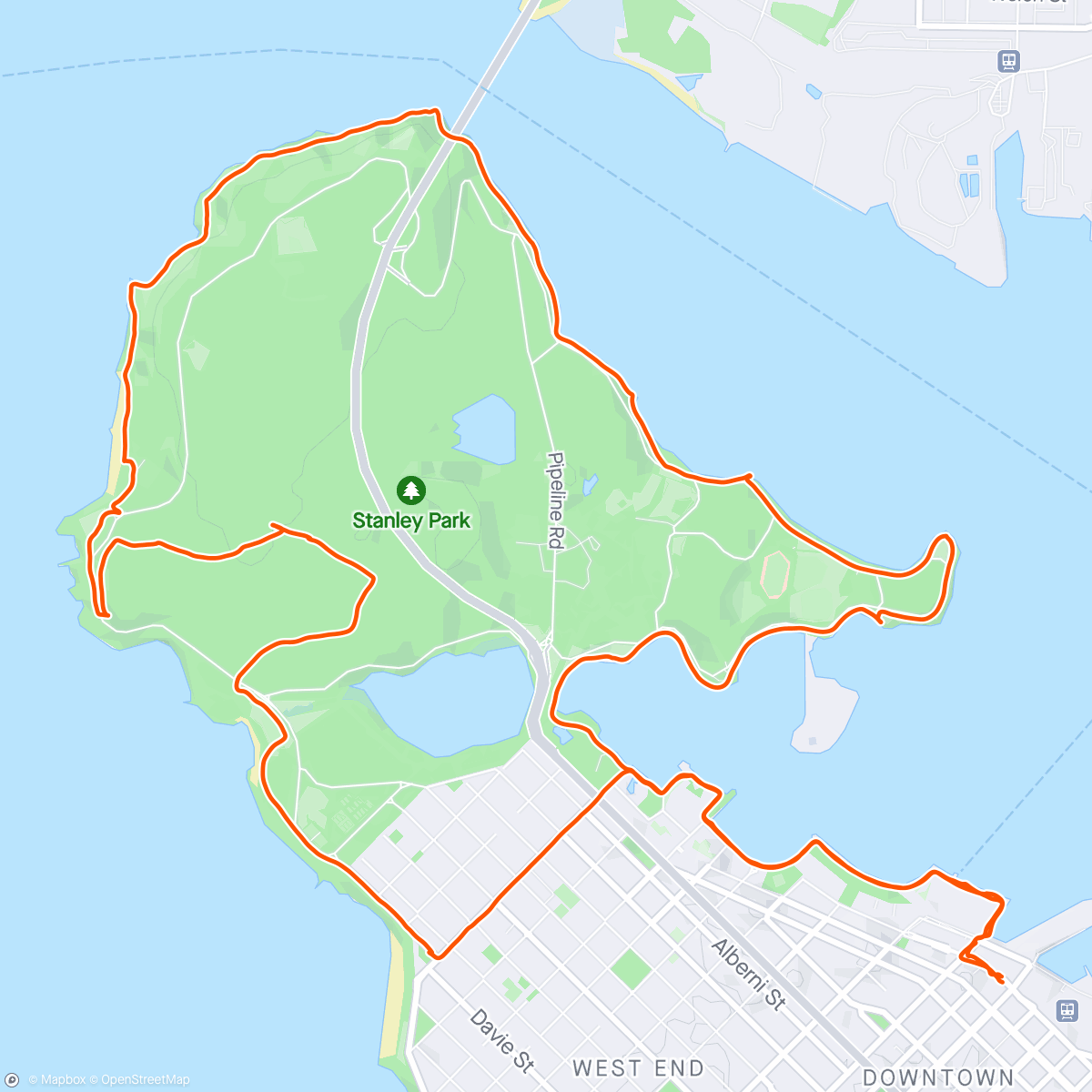 Map of the activity, Vancouver, Stanley park ride