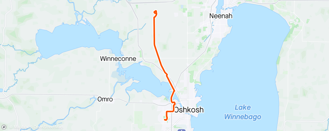 Map of the activity, Through Oshkosh to Larsen via Wiouwash Trail - Live Stream - Cykelstrøm Activity