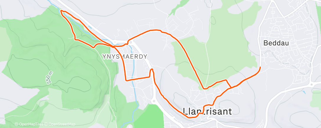 Map of the activity, Afternoon Run