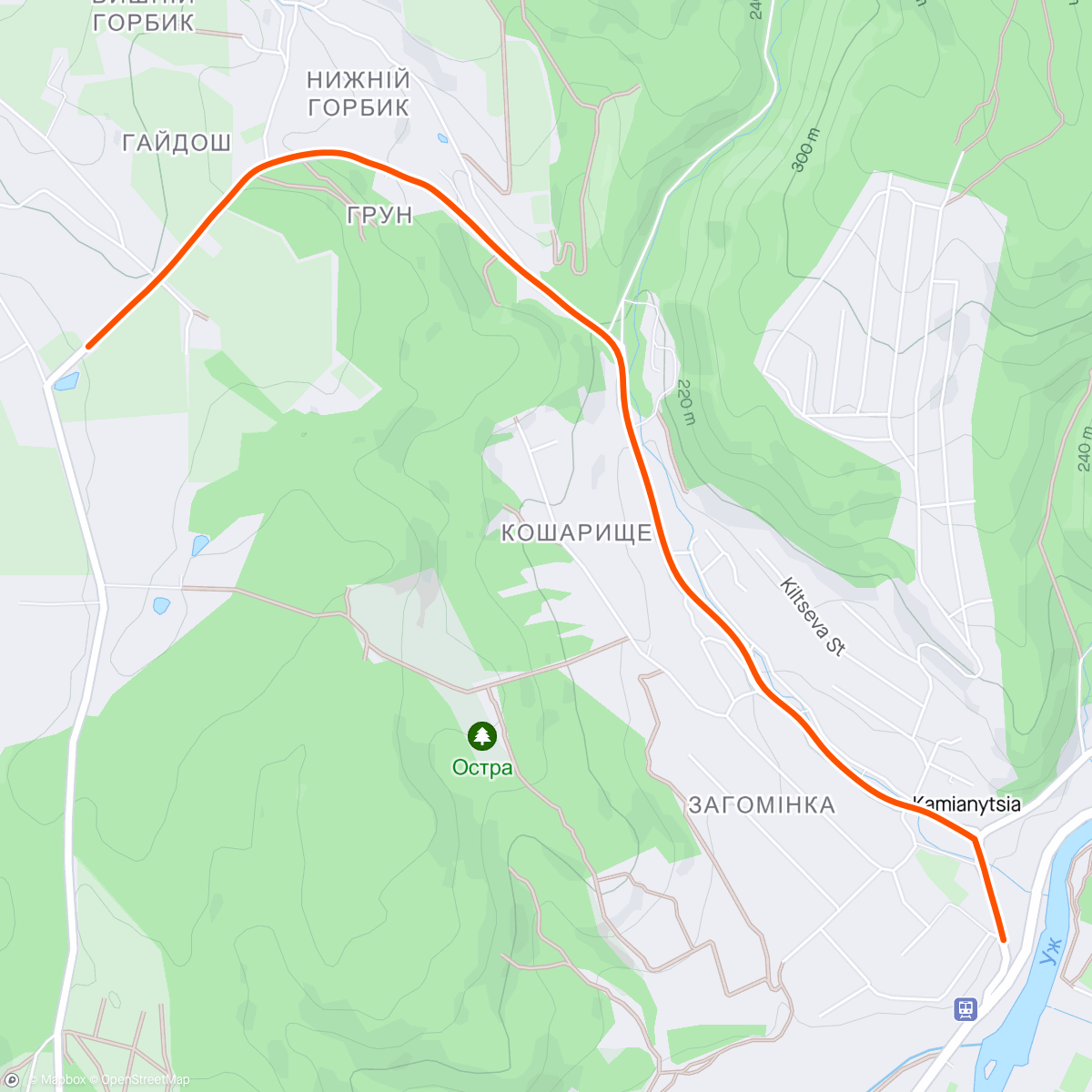Map of the activity, ITT 3,7 km Guta uphill