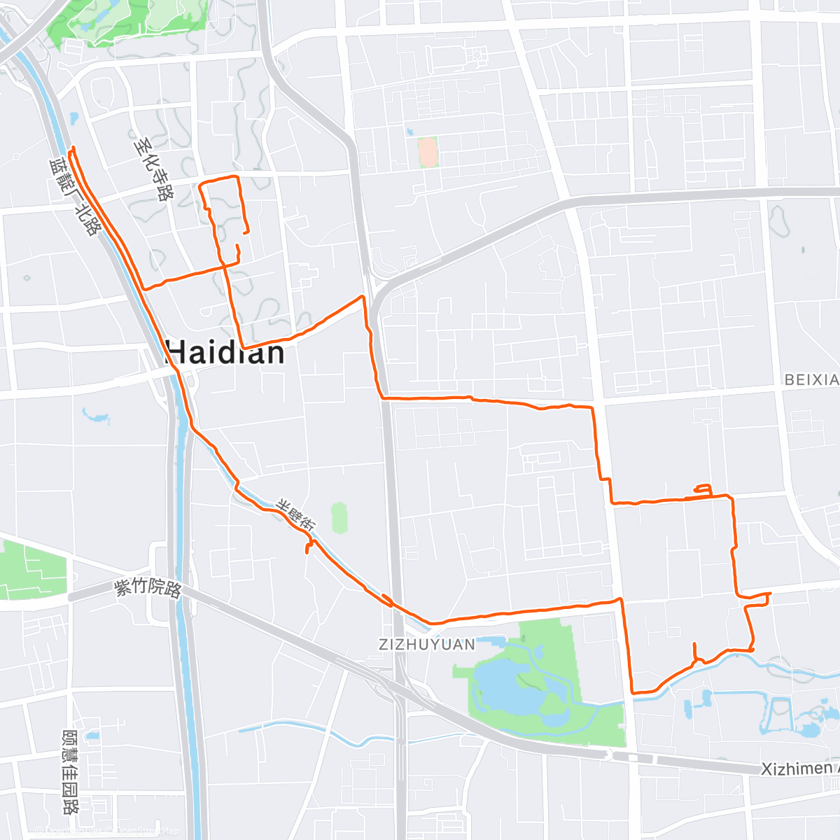Map of the activity, Afternoon Run