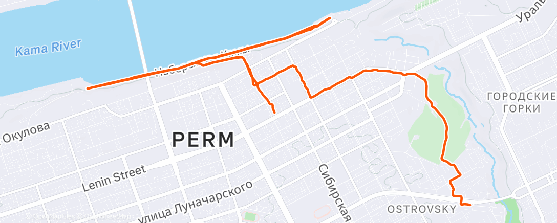 Map of the activity, Дневной забег