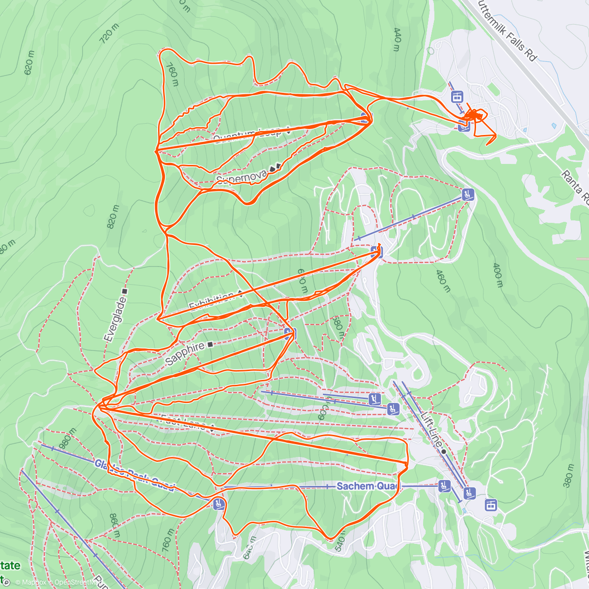 Map of the activity, Okemo. Save the last dance for me.