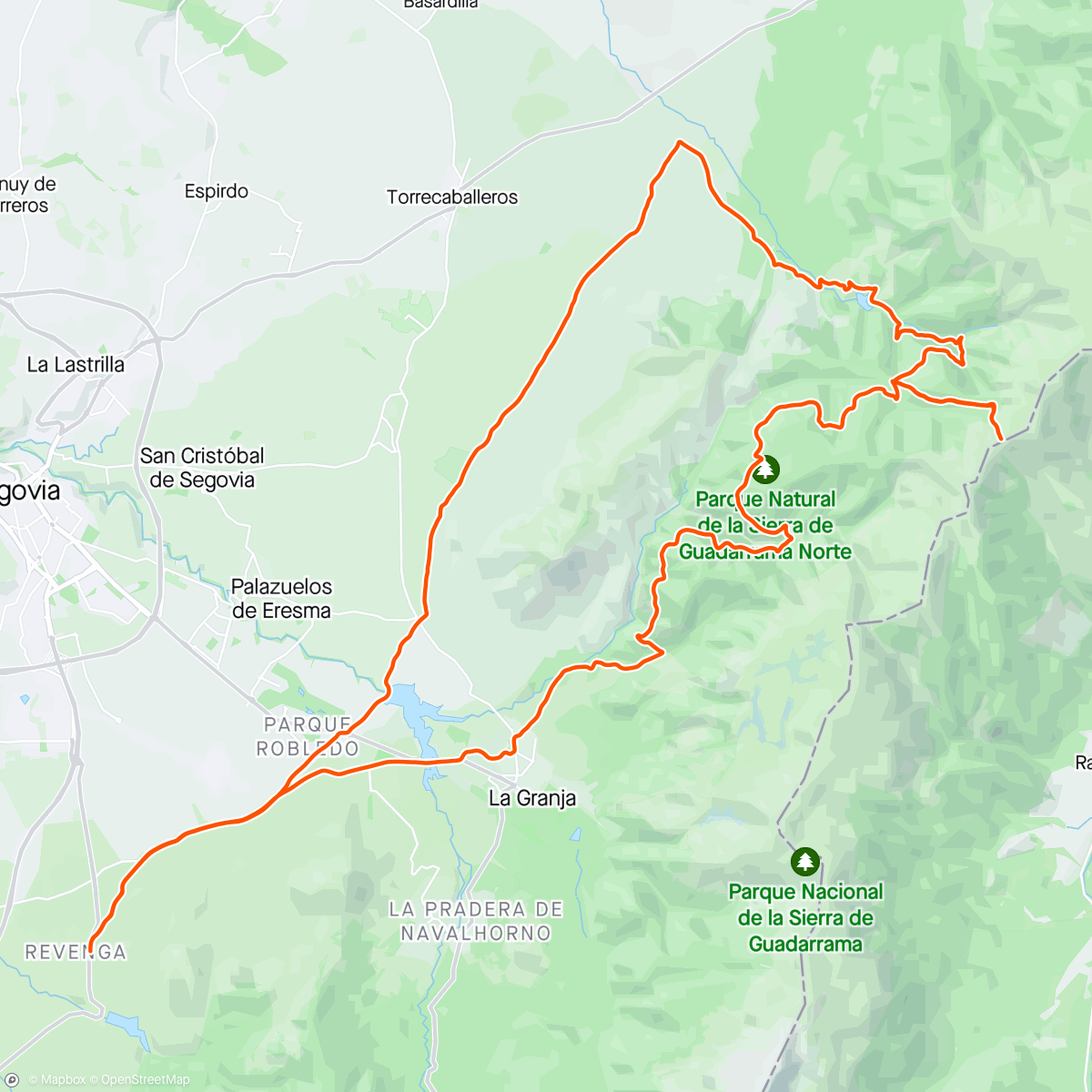Map of the activity, Puerto de malangosto, bajada por 7 arroyos hasta la granja