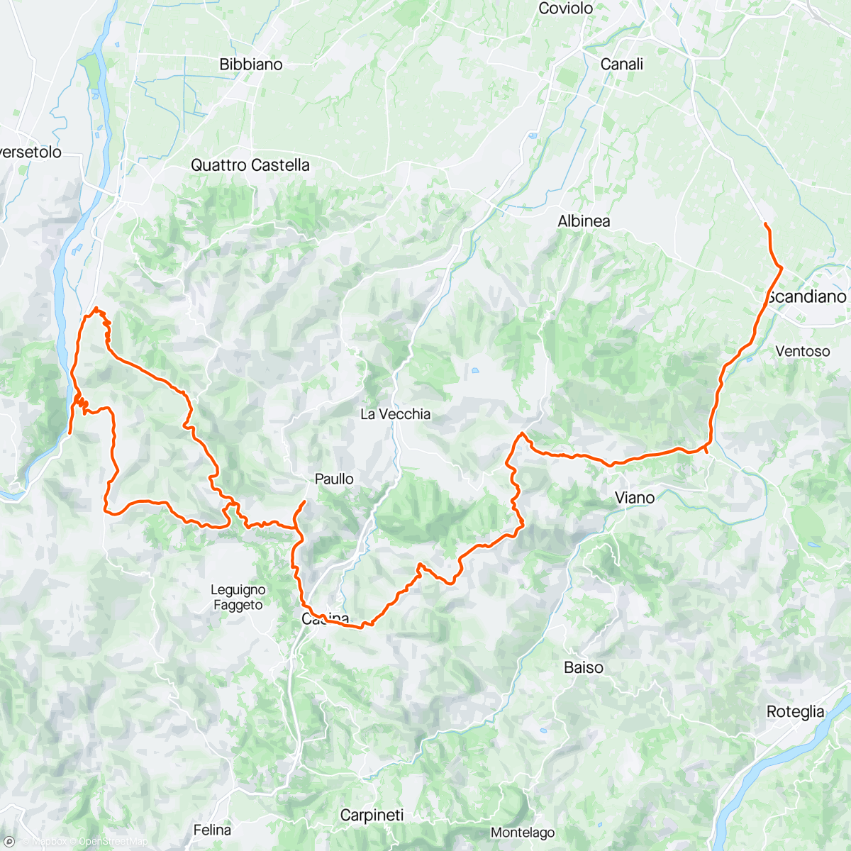 Mapa de la actividad (Scandiano, stukje met Jelle en dan naar de rivier)
