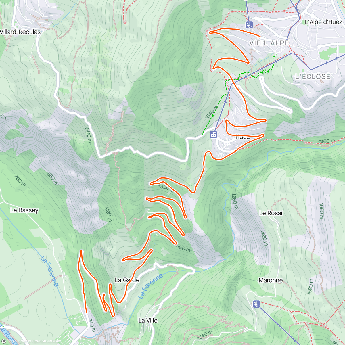 アクティビティ「BKOOL - Alpe d'Huez 🇫🇷 Prueba 18: E4 TDF 2024」の地図