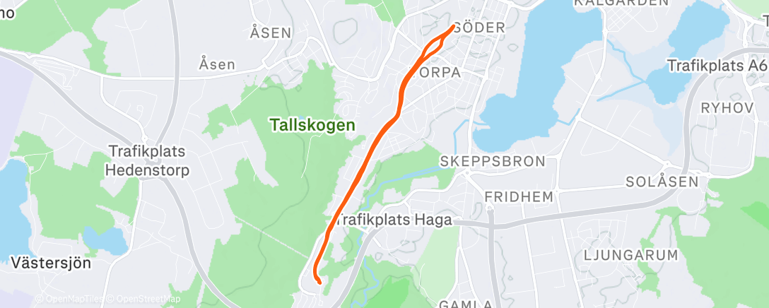 Map of the activity, Afternoon Run