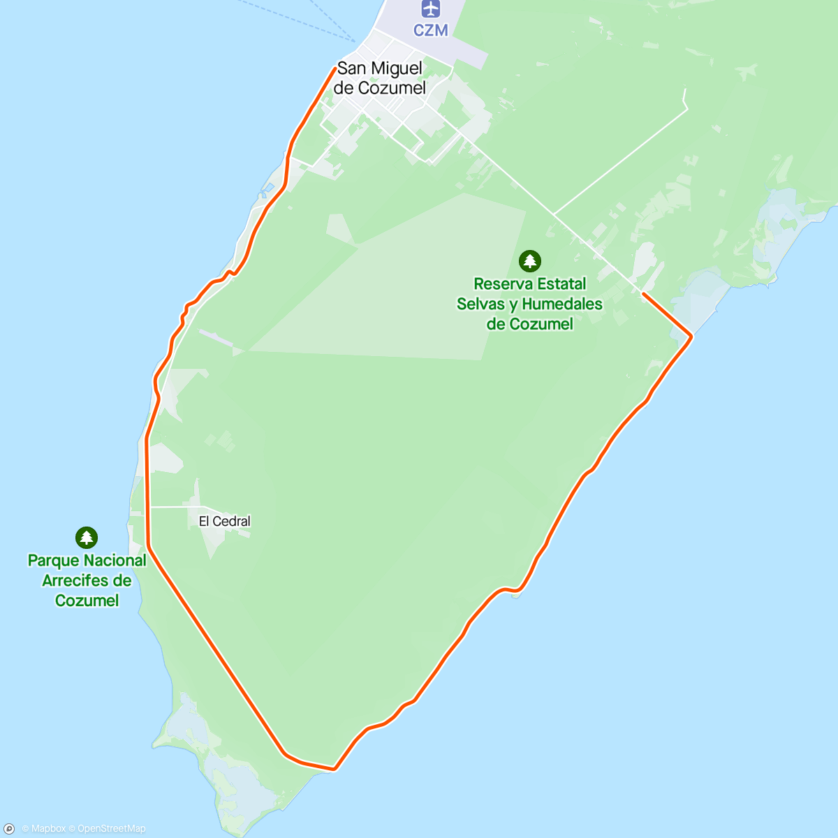 Map of the activity, ROUVY - GFNY Cozumel